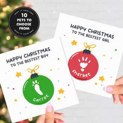 Personalised Christmas Card For Pets - Paw Print Bauble