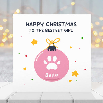 Christmas Card for Dogs & Pets – Personalised Bauble Design