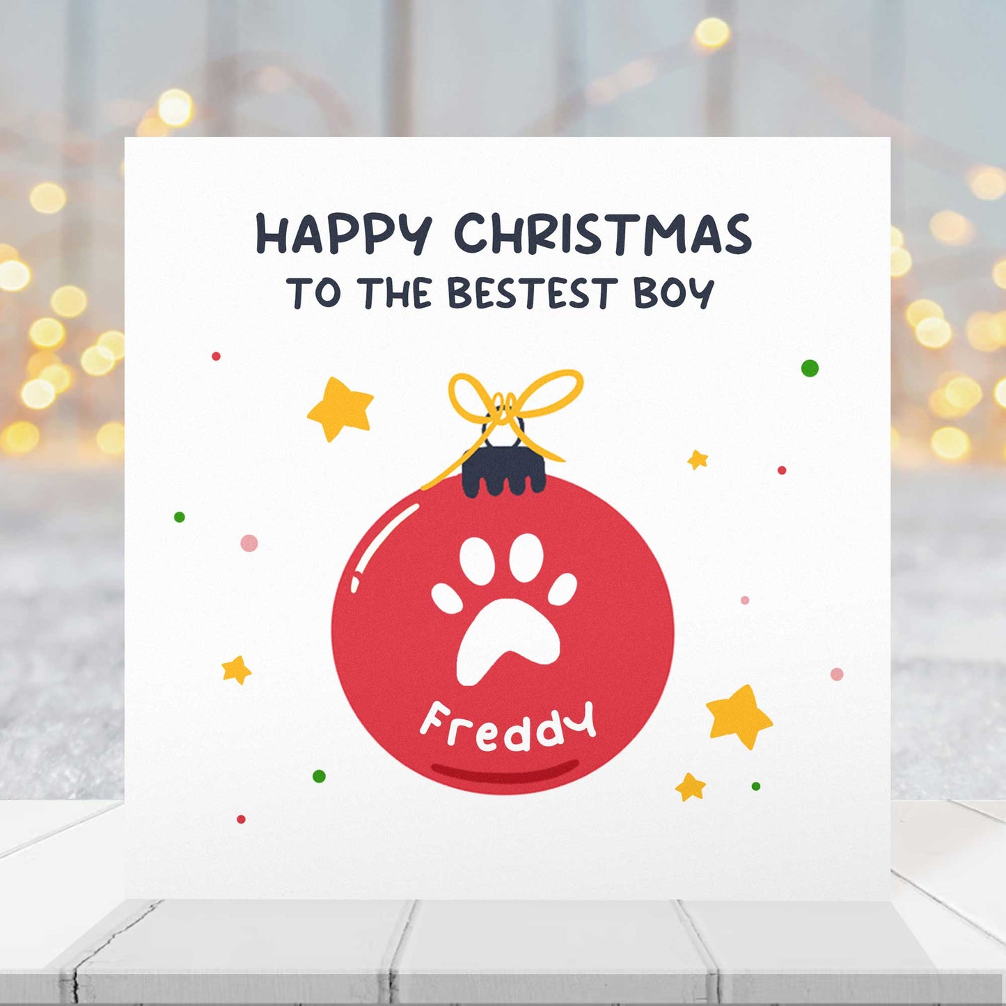 Christmas Card for Dogs & Pets – Personalised Bauble Design