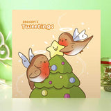 Pack of Christmas cards featuring illustrations of robins in festive settings.