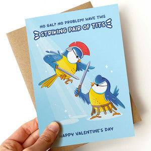 Illustrated card featuring two birds with Valentine's theme for friend.