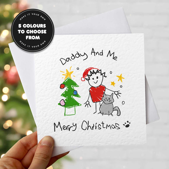 Cat Daddy And Me Christmas Tree Card