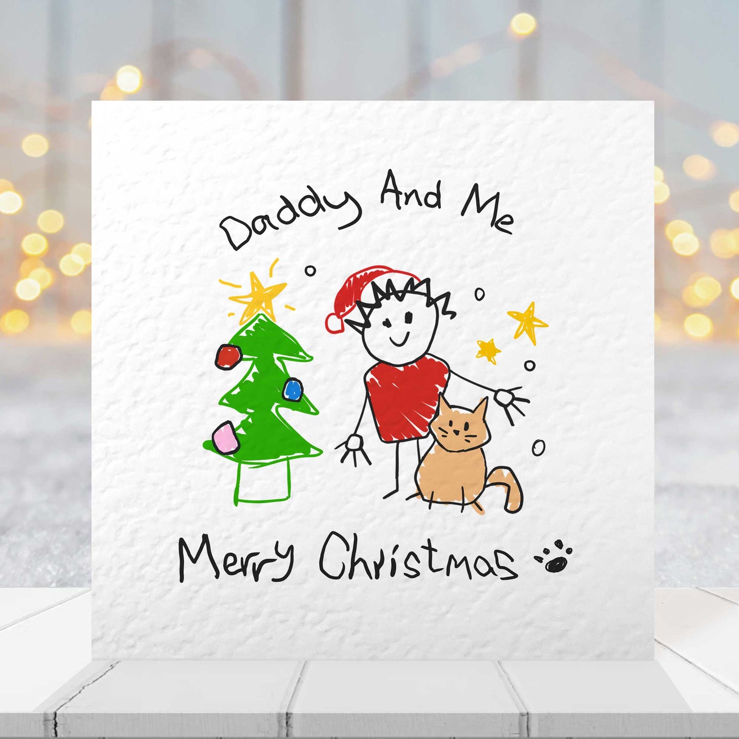 Cat Daddy And Me Christmas Tree Card