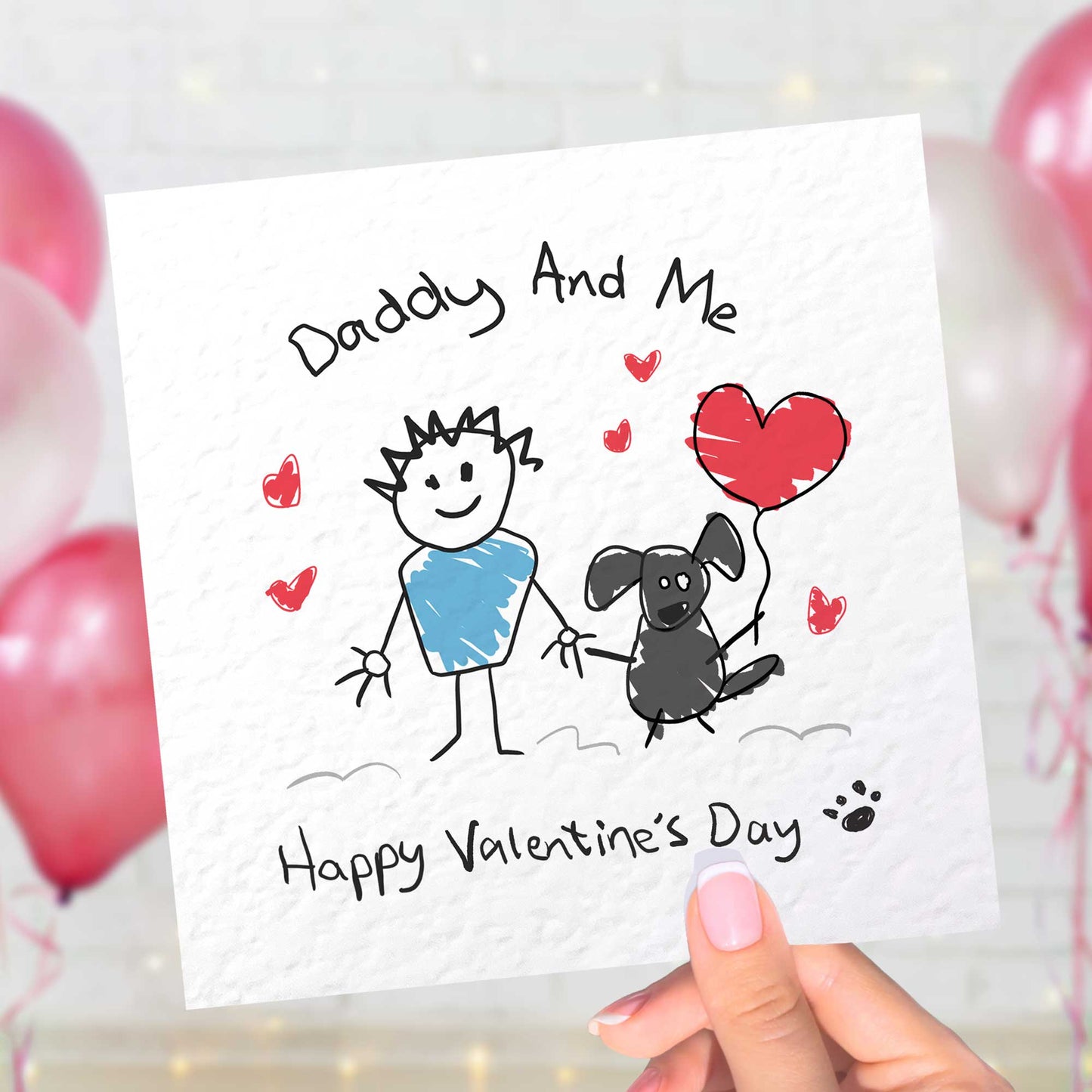 Dog Dad Valentines Card From Dog –  Personalised Daddy & Me Design