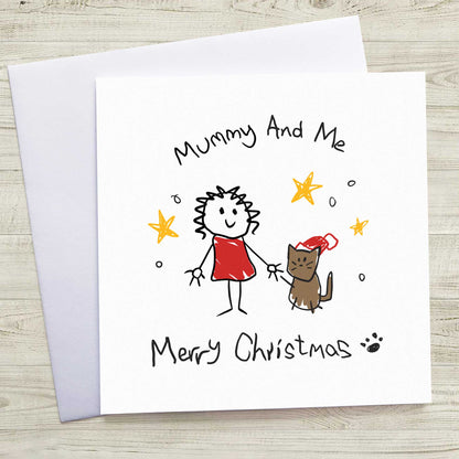 Personalised Cat Christmas Card – Mummy and Me from the Cat