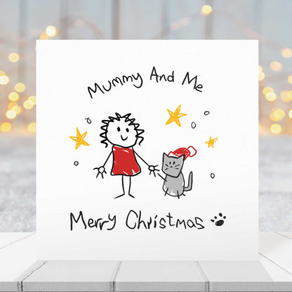 Personalised Cat Christmas Card – Mummy and Me from the Cat