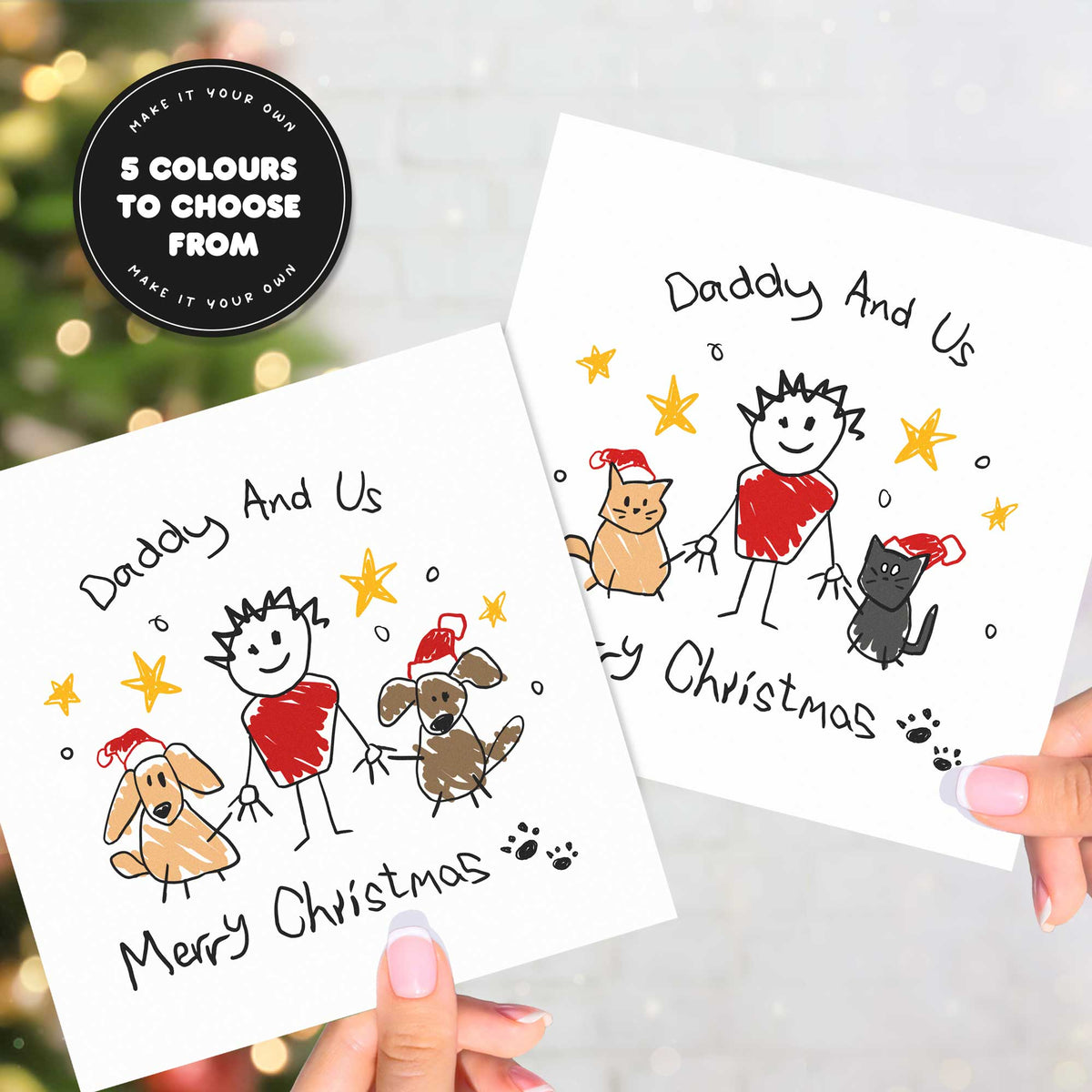 Christmas Card From Two Dogs For Dad – Personalised Daddy and Us