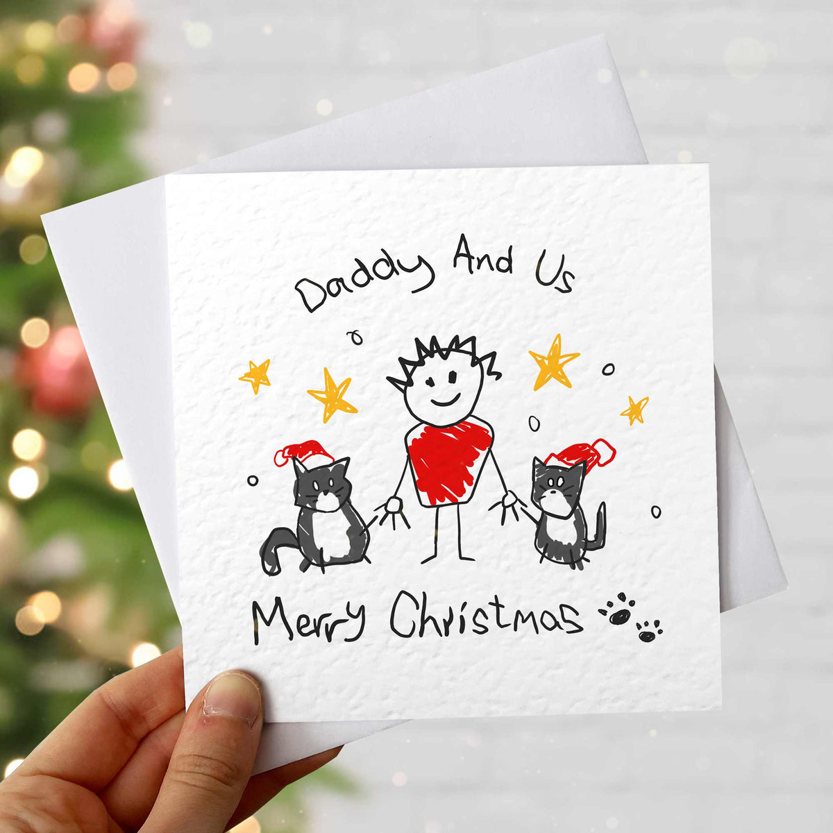 Christmas Card From Two Dogs For Dad – Personalised Daddy and Us
