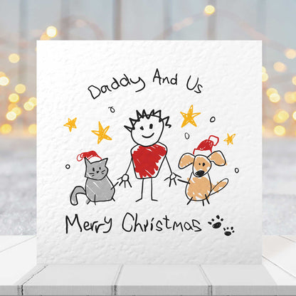 Christmas Card From Two Dogs For Dad – Personalised Daddy and Us