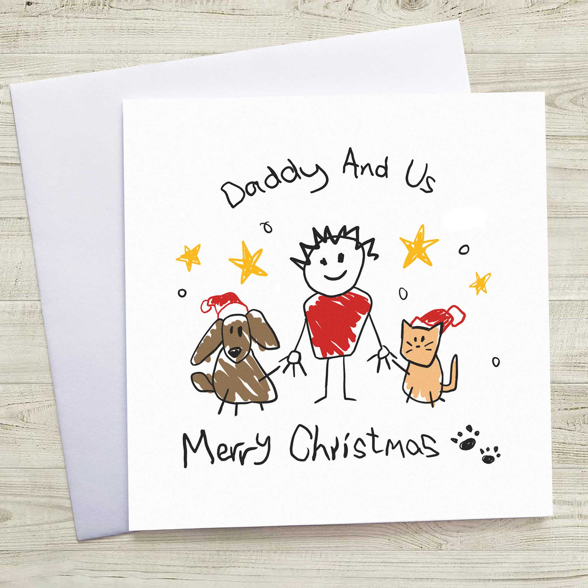 Christmas Card From Two Dogs For Dad – Personalised Daddy and Us