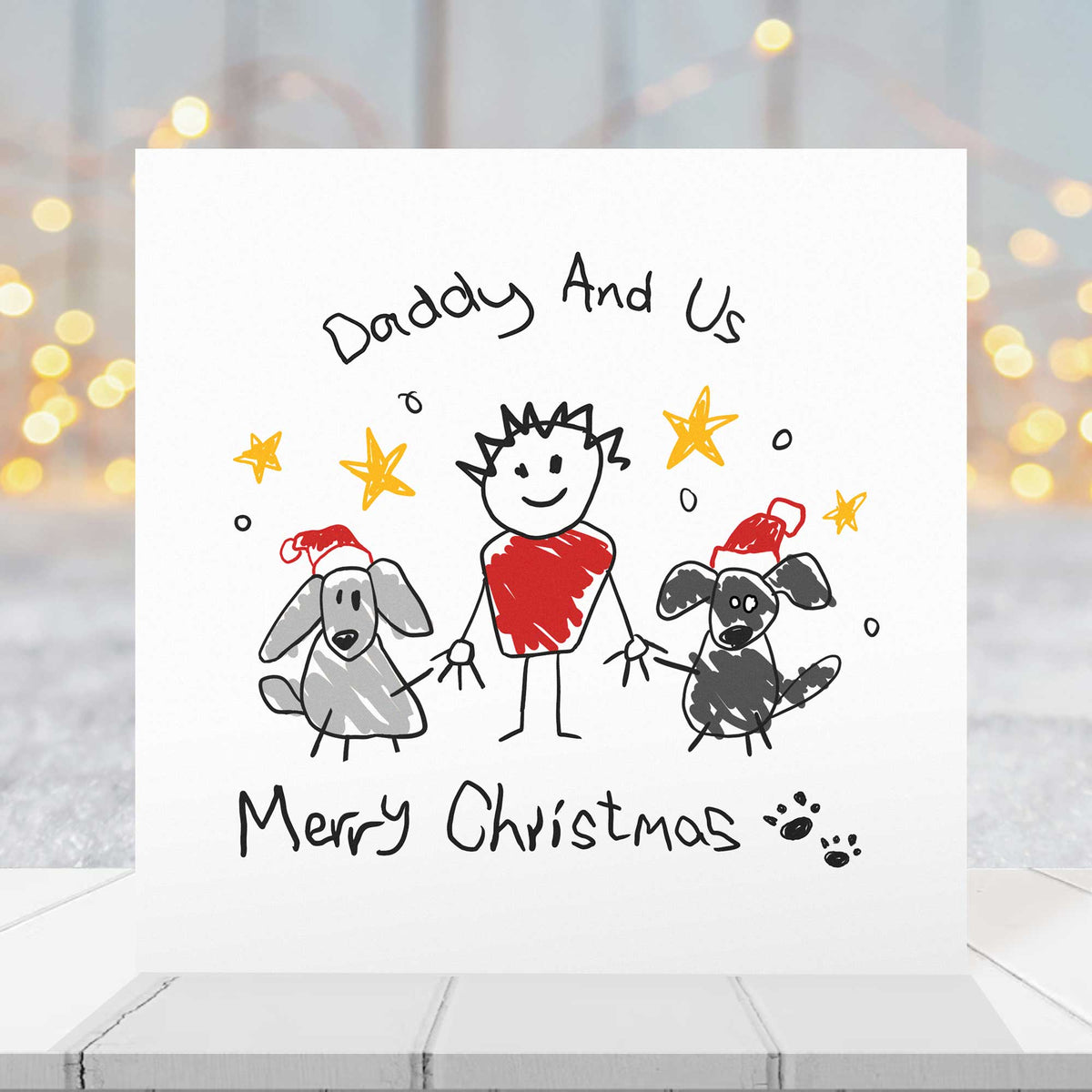Christmas Card From Two Dogs For Dad – Personalised Daddy and Us