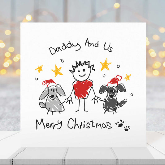 Christmas Card From Two Dogs For Dad – Personalised Daddy and Us