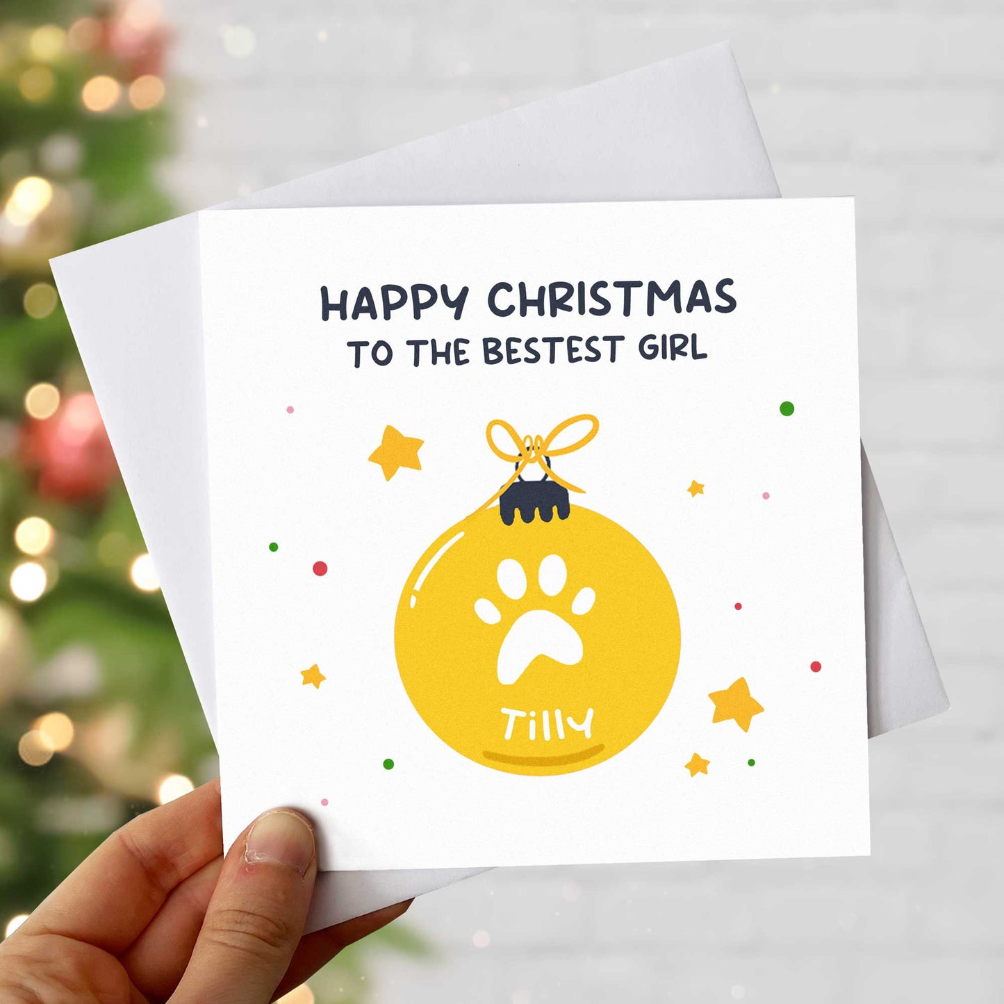 Christmas Card for Dogs & Pets – Personalised Bauble Design