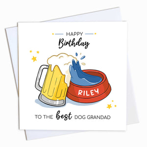 Personalised Beer Birthday Card for Grandad from the Dog