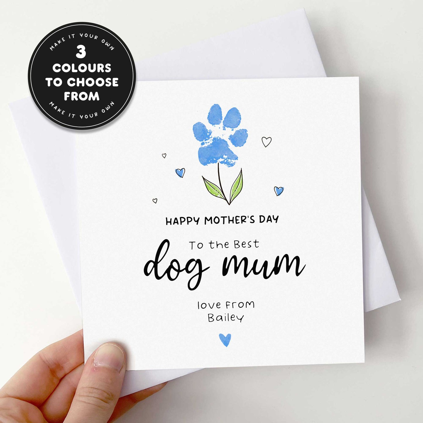 Mother’s Day Card from Dog – Personalised Paw Print Flower Design