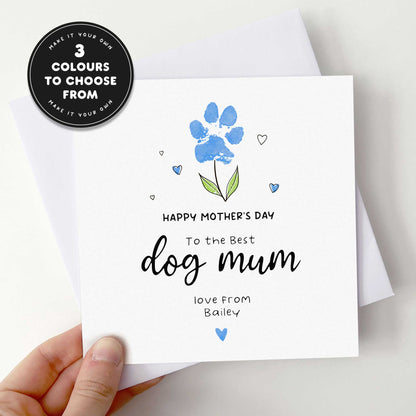 Mother’s Day Card from Dog – Personalised Paw Print Flower Design
