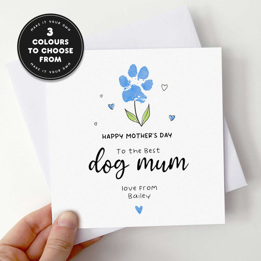 Mother’s Day Card from Dog – Personalised Paw Print Flower Design
