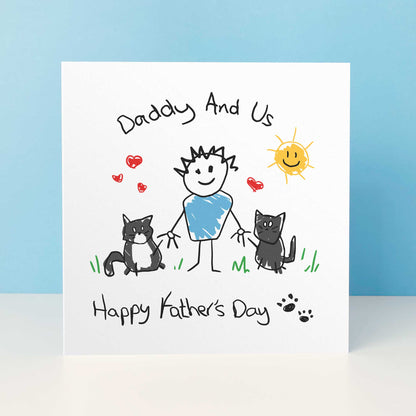 Personalised Fathers Day Card from Pets – Daddy and Us