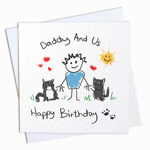 Cat Daddy & Us Birthday Card - From the Cats to Dad