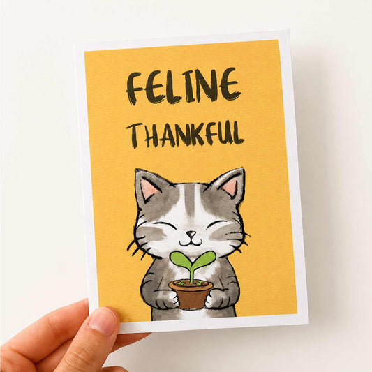 Cute Cat Thank You Card – Feline Thankful Greeting Card