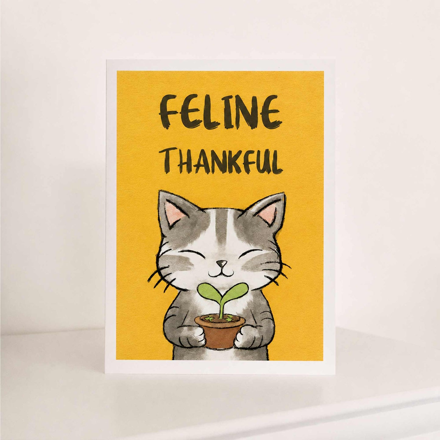 Cute Cat Thank You Card – Feline Thankful Greeting Card