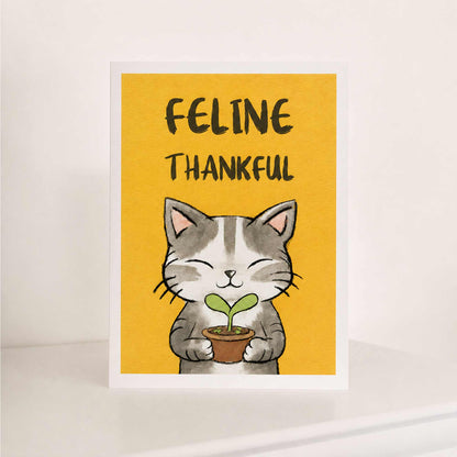 Cute Cat Thank You Card – Feline Thankful Greeting Card