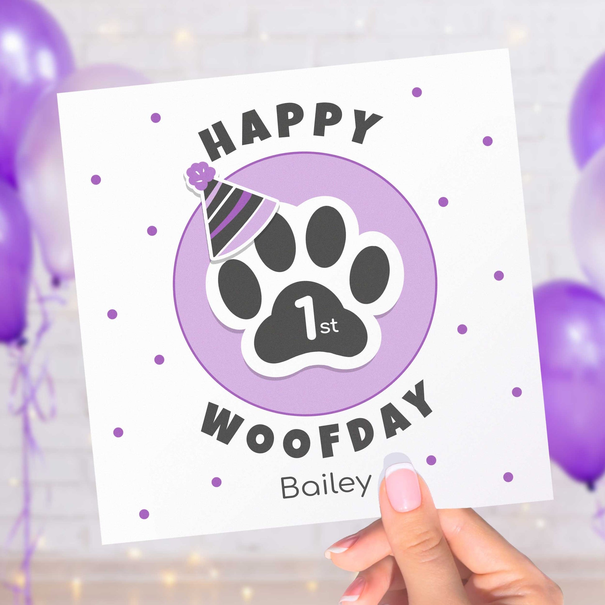 Personalised Dog Birthday Card, Paw Print Design