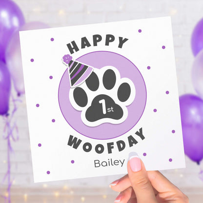 Personalised Dog Birthday Card, Paw Print Design