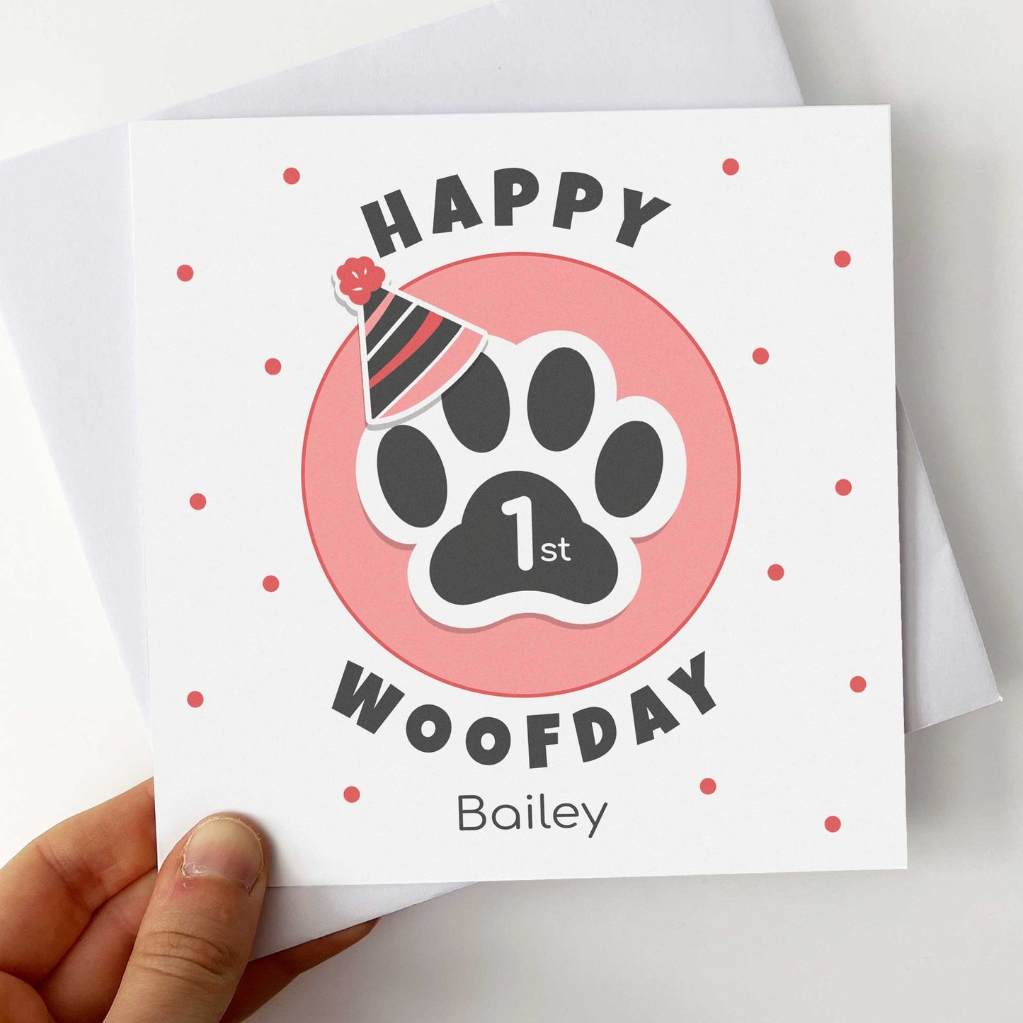Personalised Dog Birthday Card, Paw Print Design