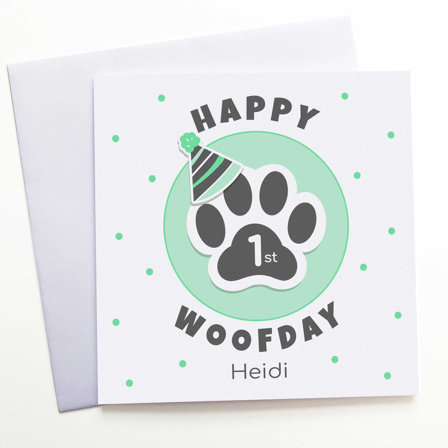 Personalised Dog Birthday Card, Paw Print Design