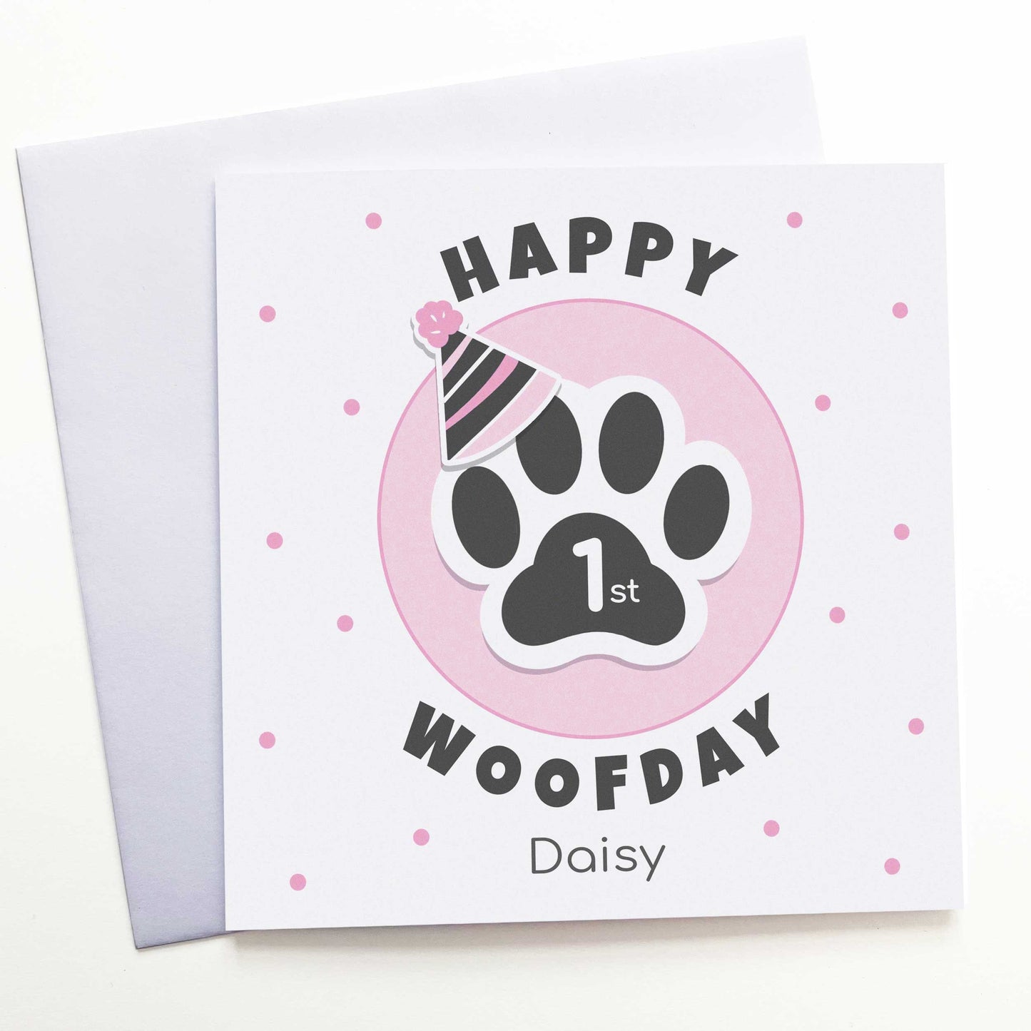 Personalised Dog Birthday Card, Paw Print Design