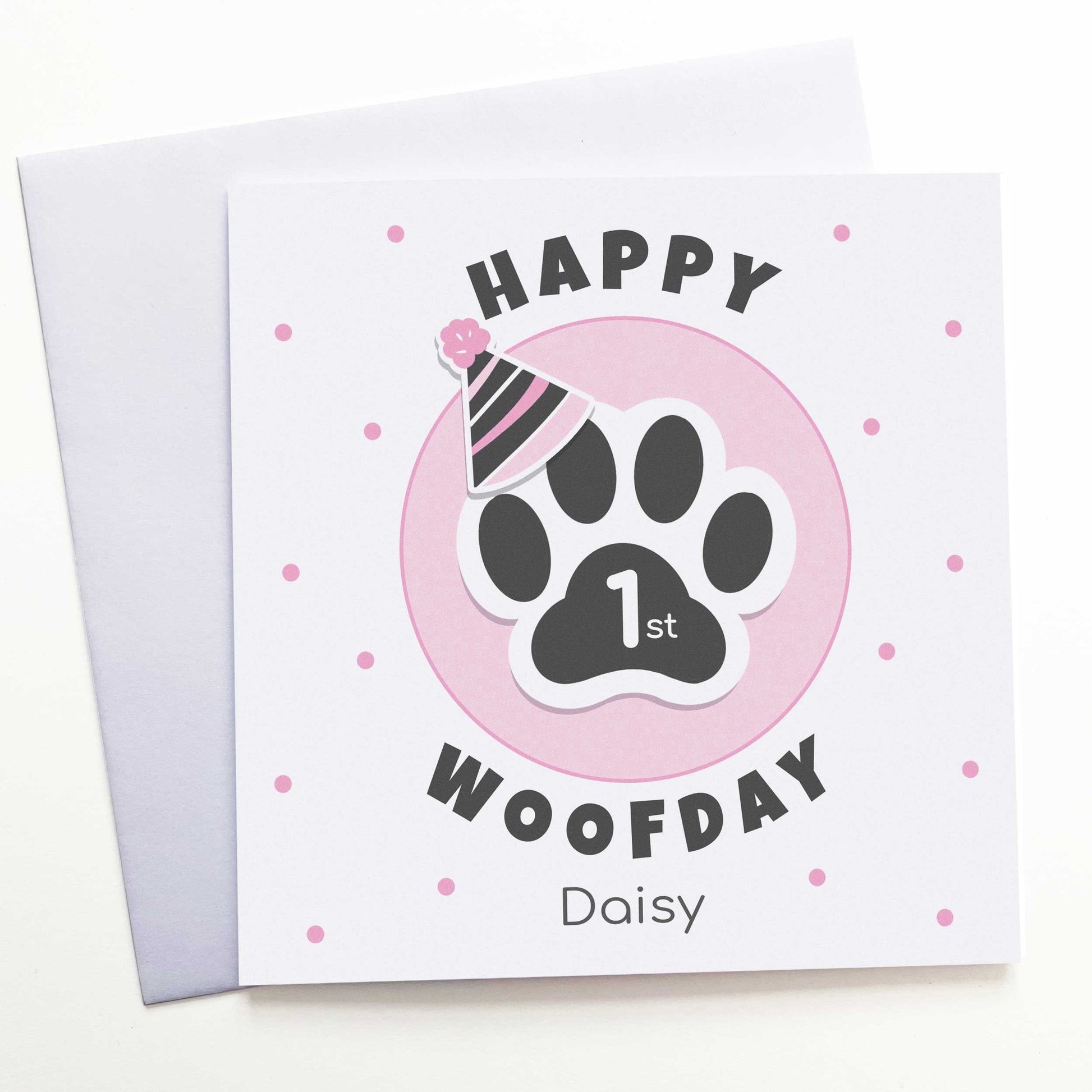 Personalised Dog Birthday Card, Paw Print Design