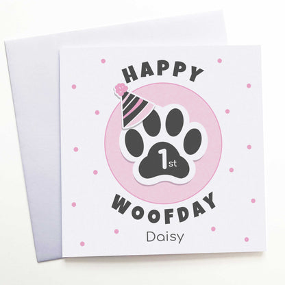 Personalised Dog Birthday Card, Paw Print Design