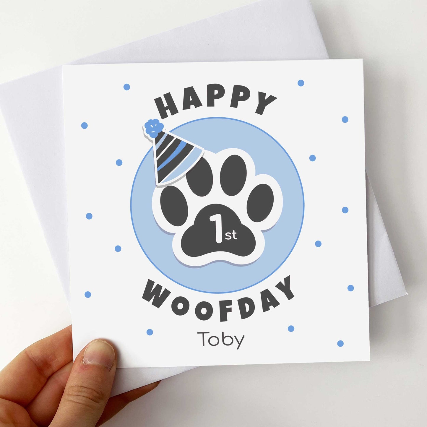 Personalised Dog Birthday Card, Paw Print Design