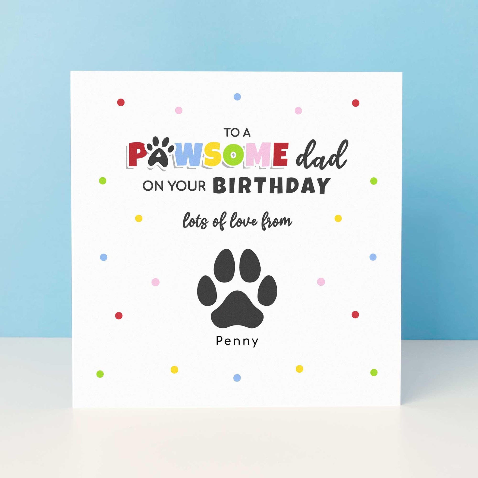 Personalised Dad Birthday Card From Pets - Custom Paw Prints