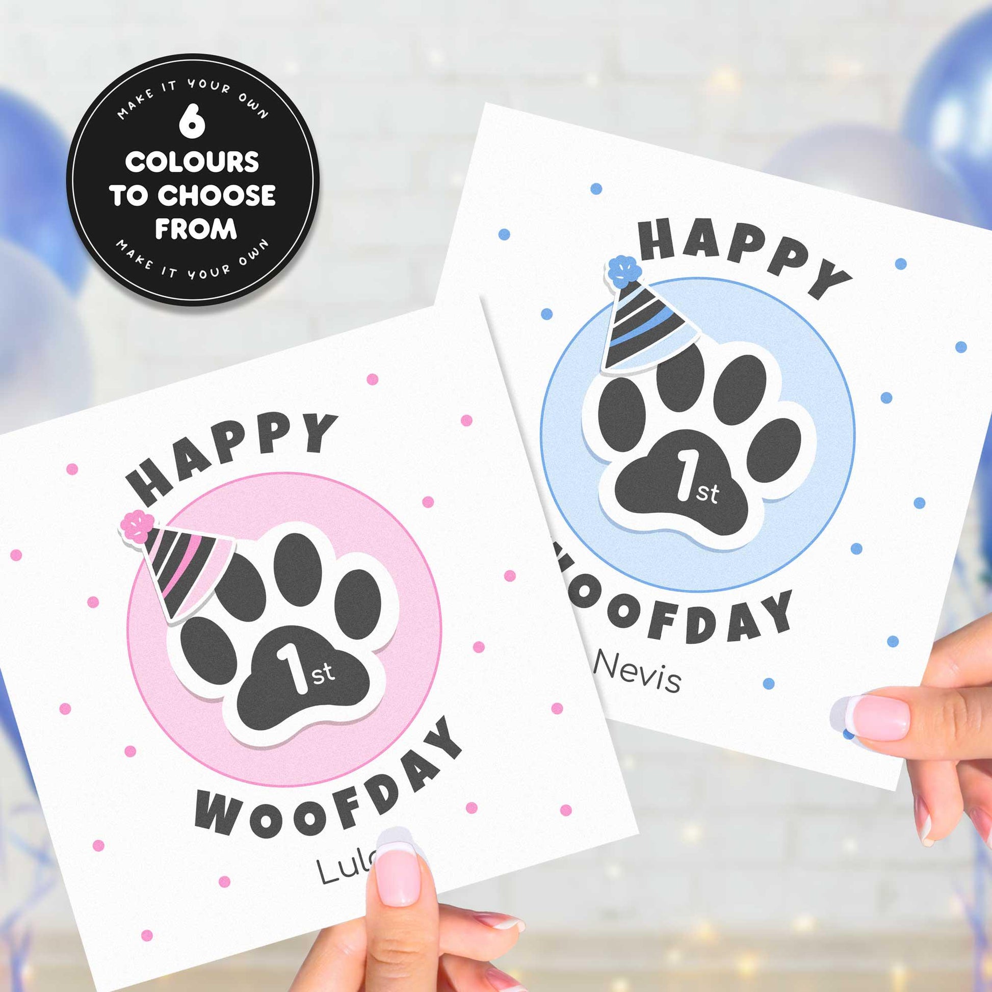Personalised Dog Birthday Card, Paw Print Design