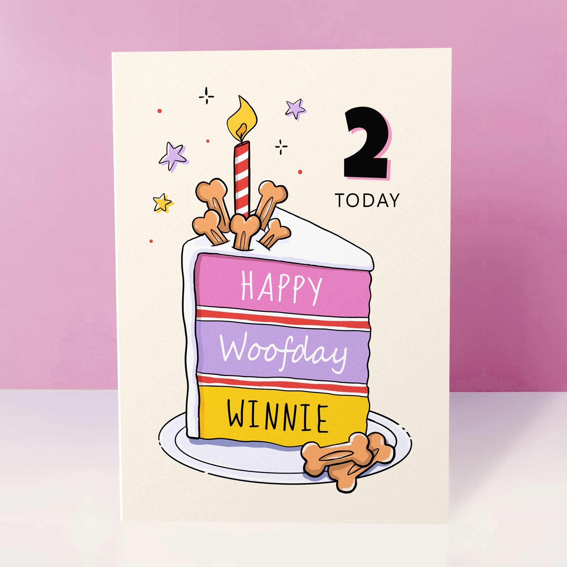 Personalised Dog Birthday Cake Card – Custom Name & Any Age
