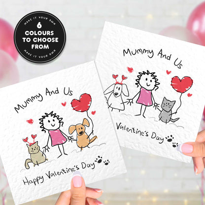 Mum Valentines Day Card From Pets – Personalised Mummy & Us Card