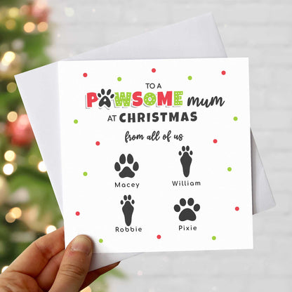Sister Christmas Card From Pets - Personalised Paw Prints