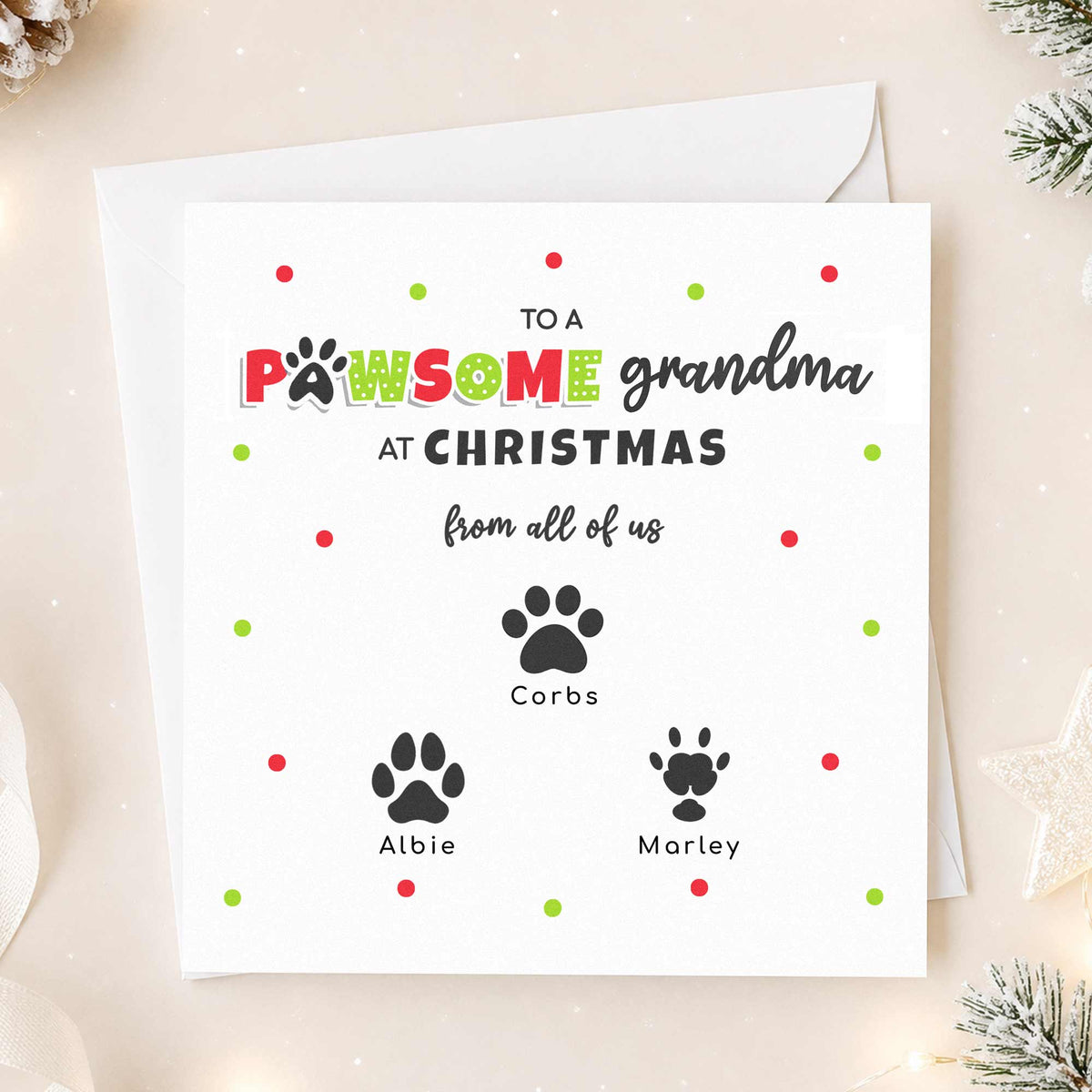 Sister Christmas Card From Pets - Personalised Paw Prints