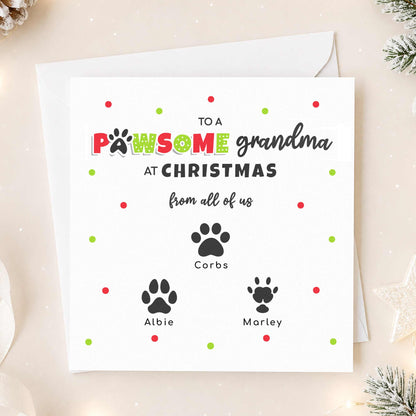 Sister Christmas Card From Pets - Personalised Paw Prints