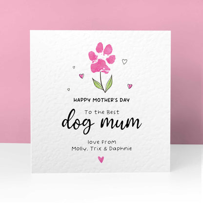 Mother’s Day Card from Dog – Personalised Paw Print Flower Design