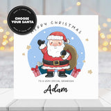 Personalised Santa card with "Merry Christmas Grandson" greeting.