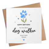 Dog Walker Birthday Card from the Dog – Paw Print Flower Design