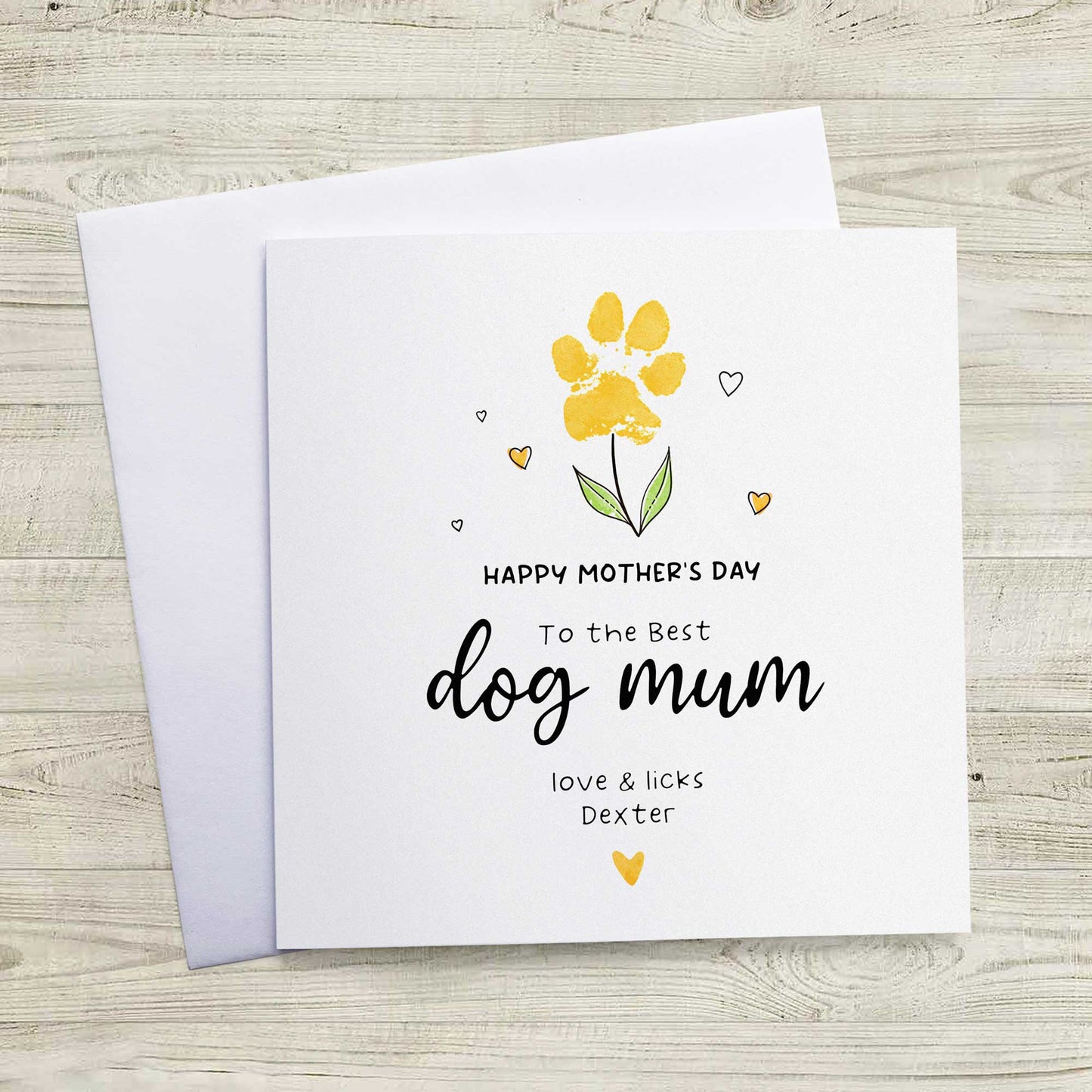 Mother’s Day Card from Dog – Personalised Paw Print Flower Design