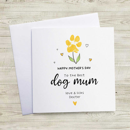 Mother’s Day Card from Dog – Personalised Paw Print Flower Design