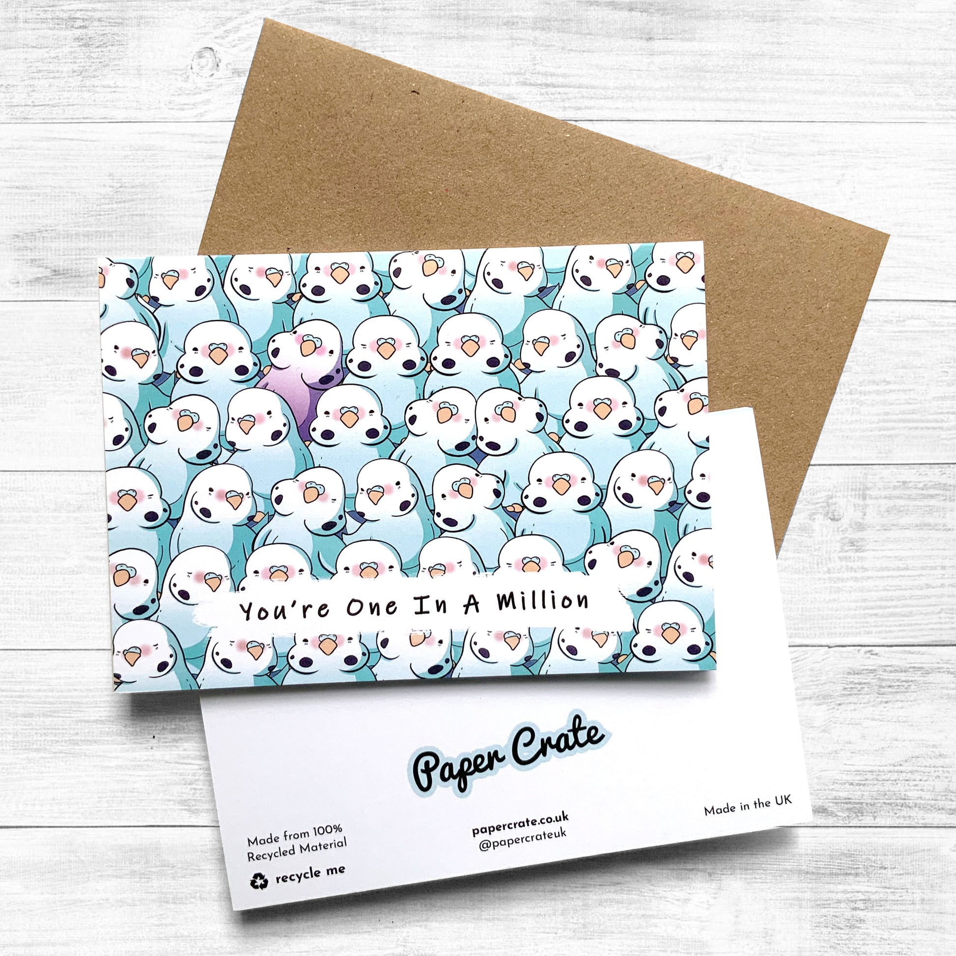 Greeting card with unique bird design symbolizing a one-in-a-million person.