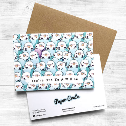 Greeting card with unique bird design symbolizing a one-in-a-million person.