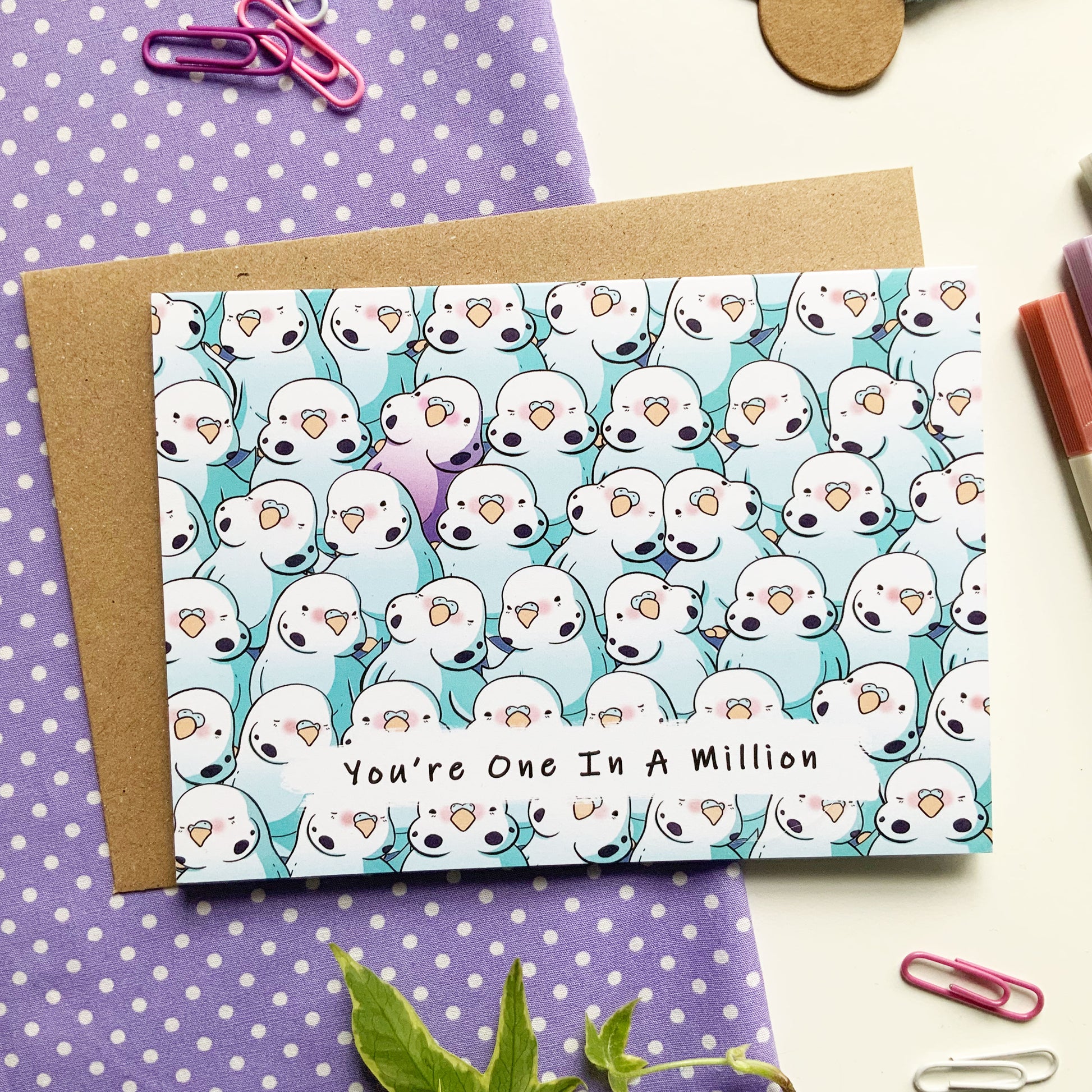 Greeting card with unique bird design symbolising a one-in-a-million person.