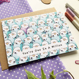 Greeting card with unique bird design symbolizing a one-in-a-million person.